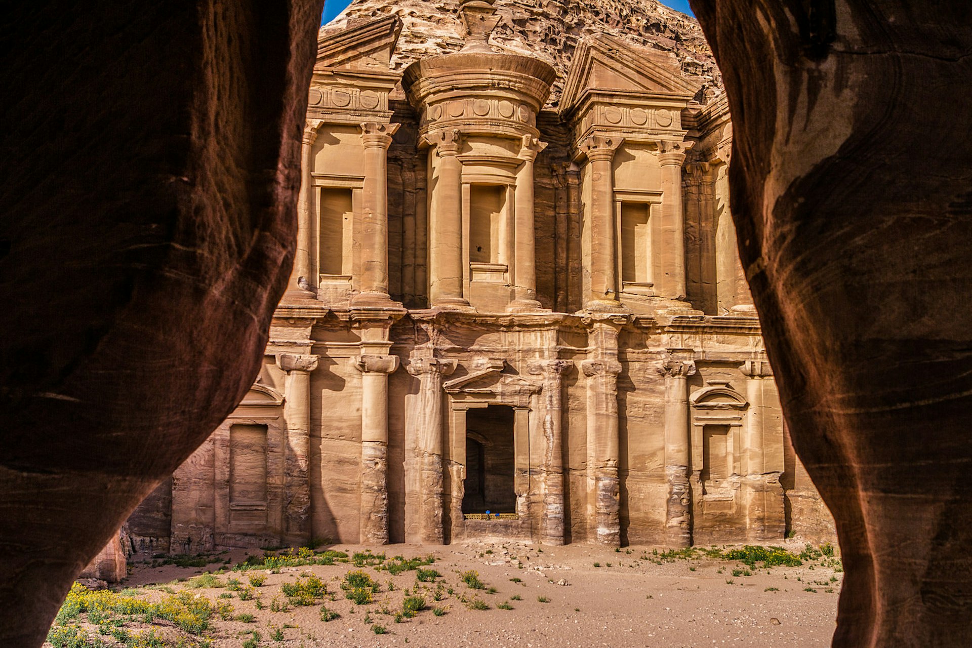 View of Petra's Monastery from the Jordan Trail. Image by Ali Barqawi Studios