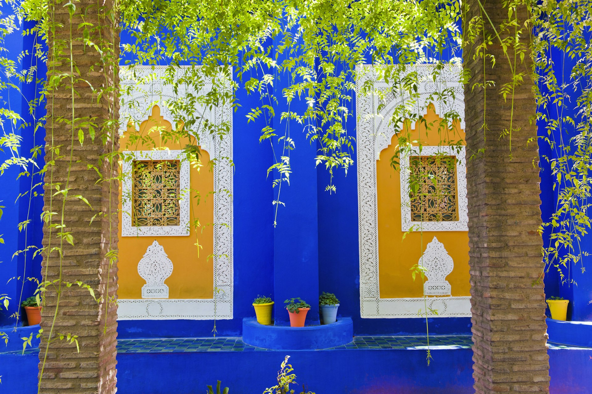 The beautiful blue house in Jardin Majorelle (Majorelle Gardens) in Marrakesh, Morocco