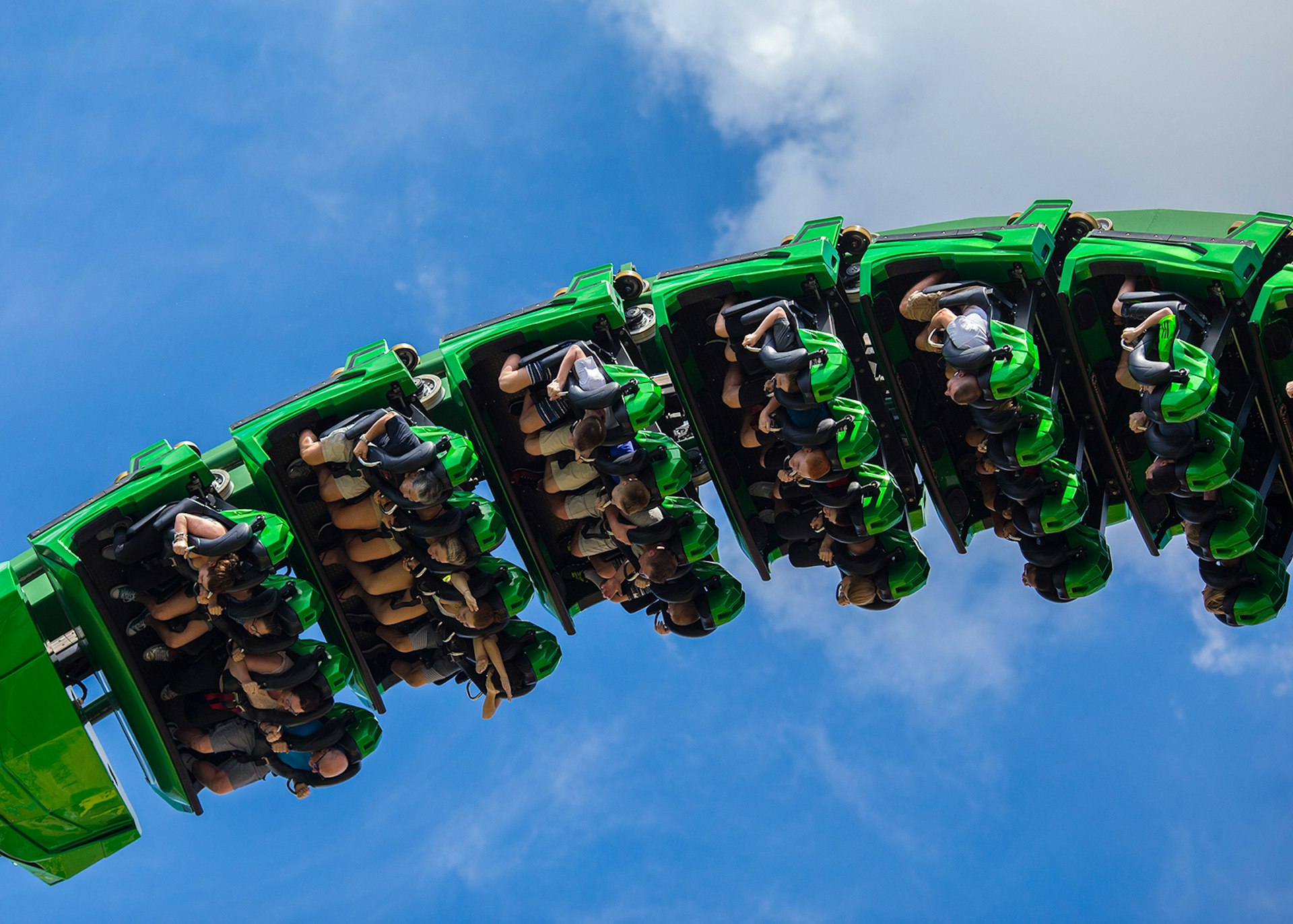 People on a rollercoaster doing a loop-the-loop ©Miami2you / Shutterstock 