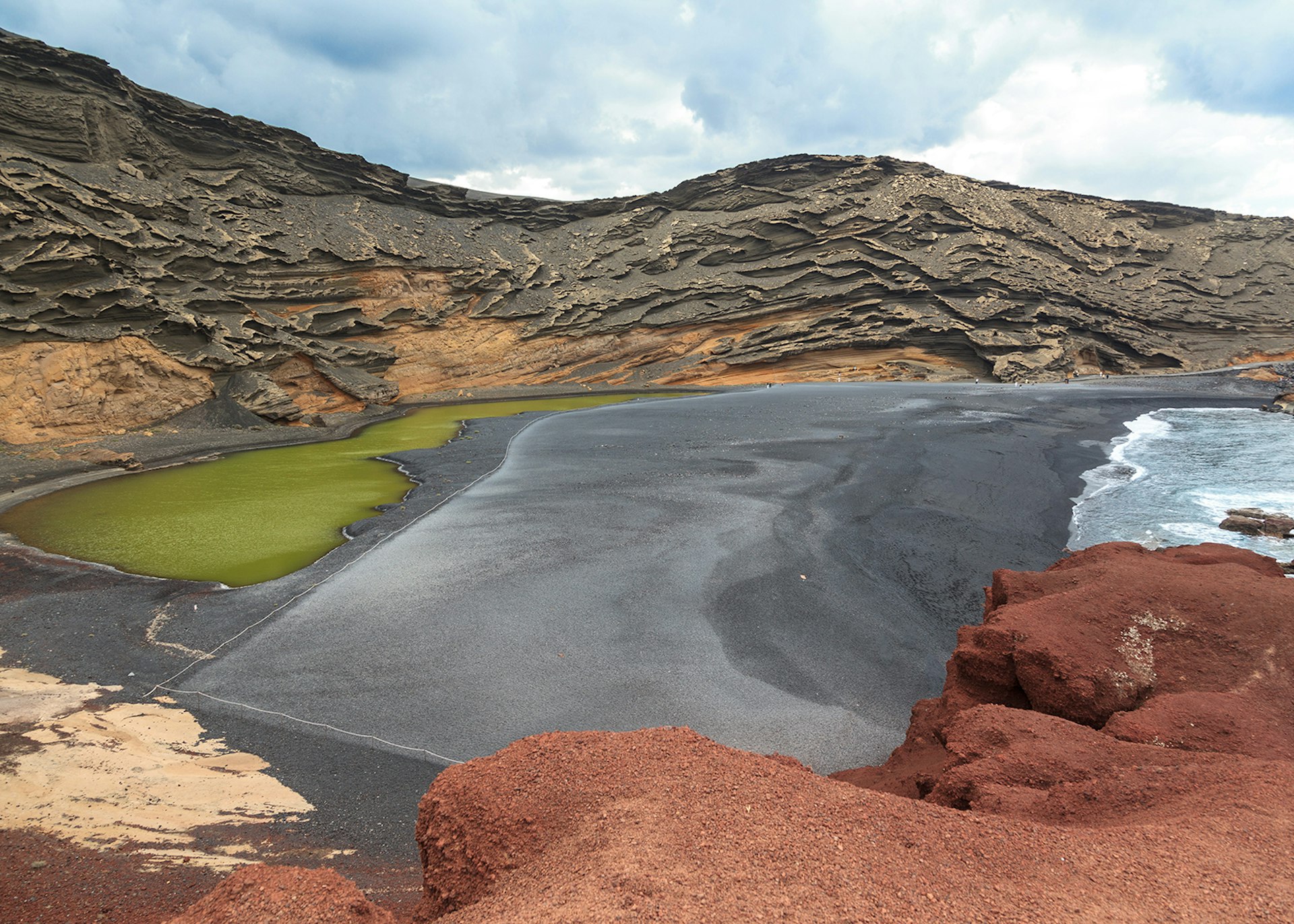 Limestone formations. Beach of El Golfo. Lanzarote island