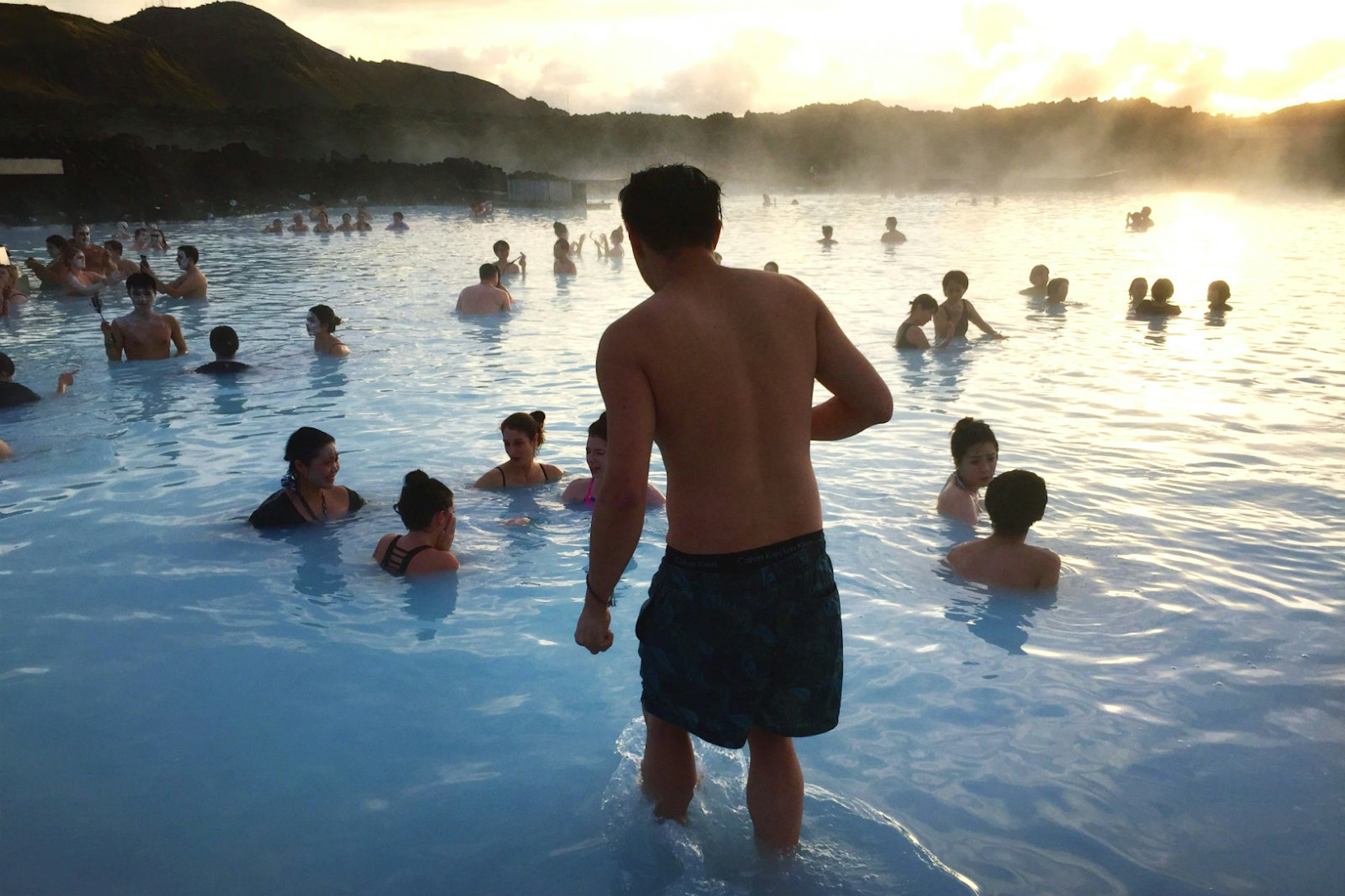 Michael James Wong enters the blue lagoon, Iceland
