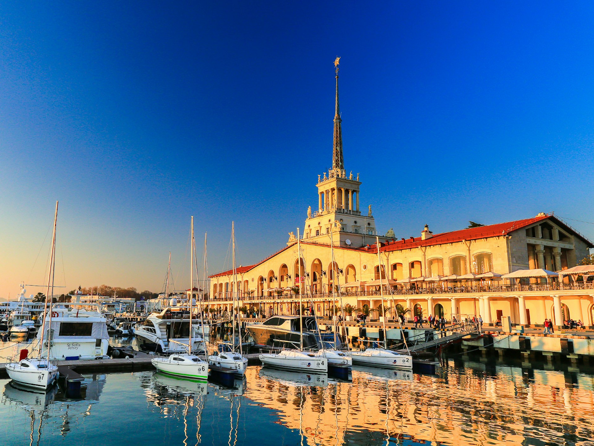 Yachts and sailing boats docked at Sochi’s historic port on the Black Sea © Goncharovaia / Shutterstock