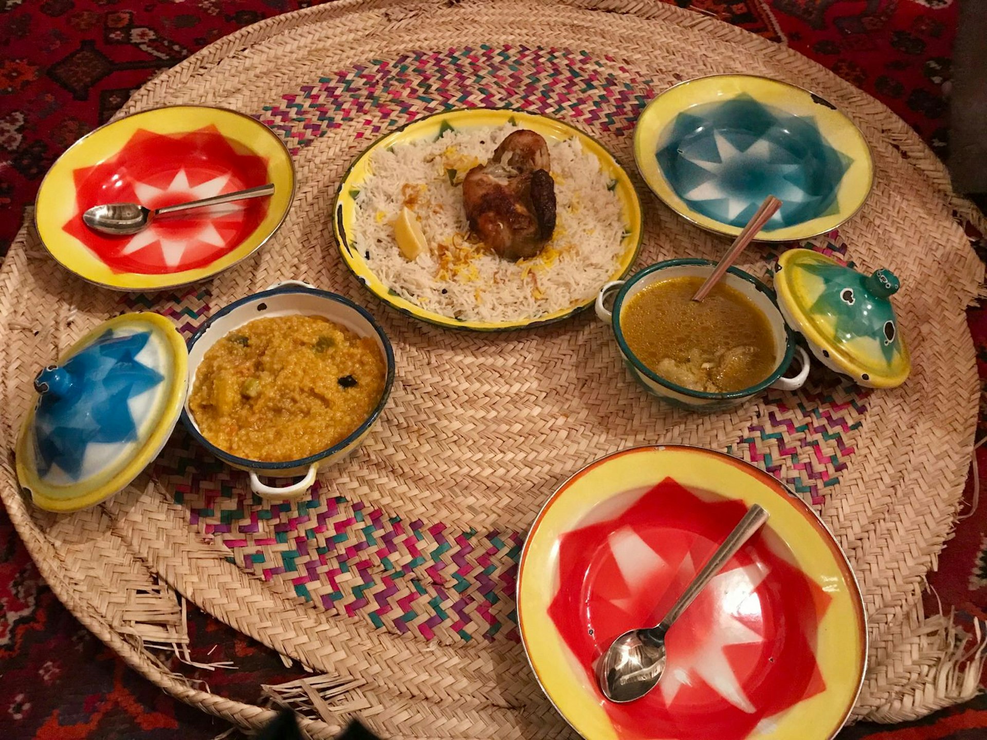 Chicken kabsa and Najd temman in Al Bujairi, Riyadh, Saudi Arabia. Image by Shaistha Khan / Lonely Planet