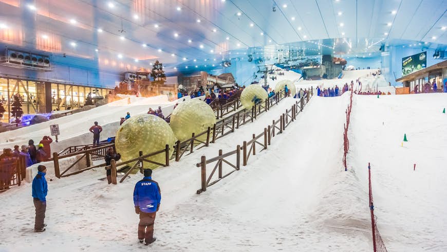 Ski Dubai is an indoor ski resort with 22,500 square meters of indoor ski area. It is a part of the Mall of the Emirates