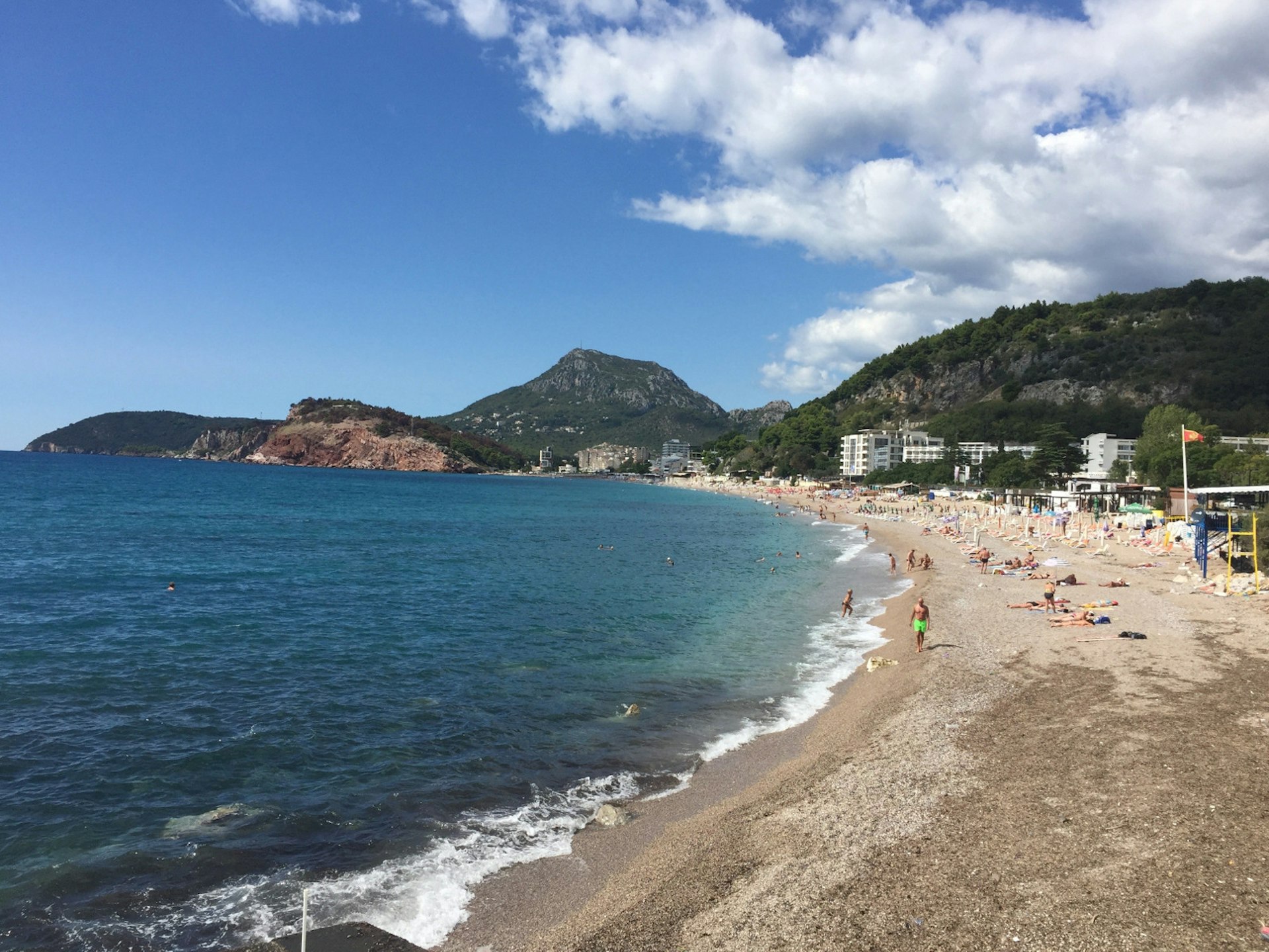 Beach views in Sutomore, the last stop before the train reaches the port of Bar 