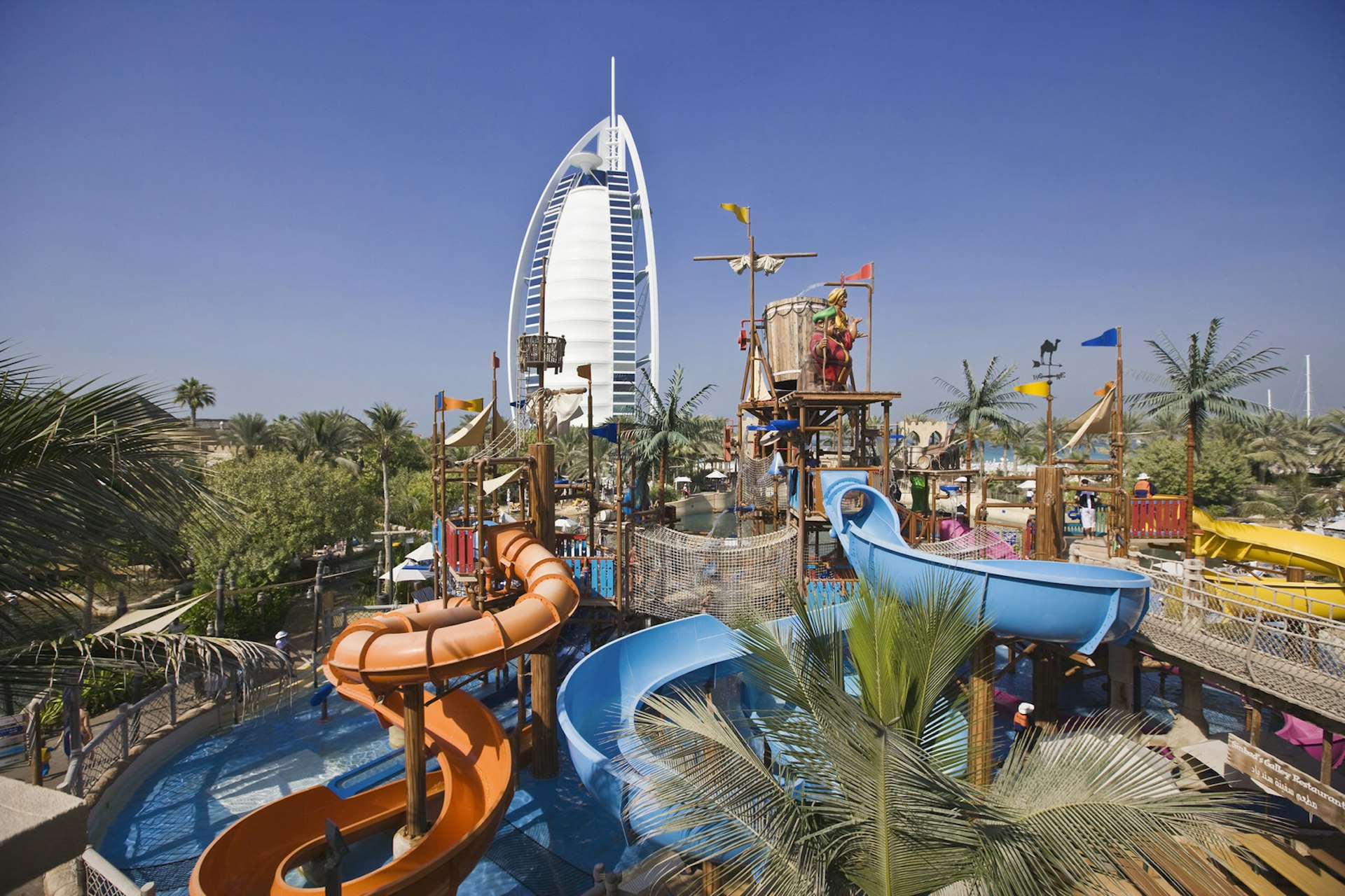 Wild Wadi Water Park and Burj Al Arab in Dubai, United Arab Emirates