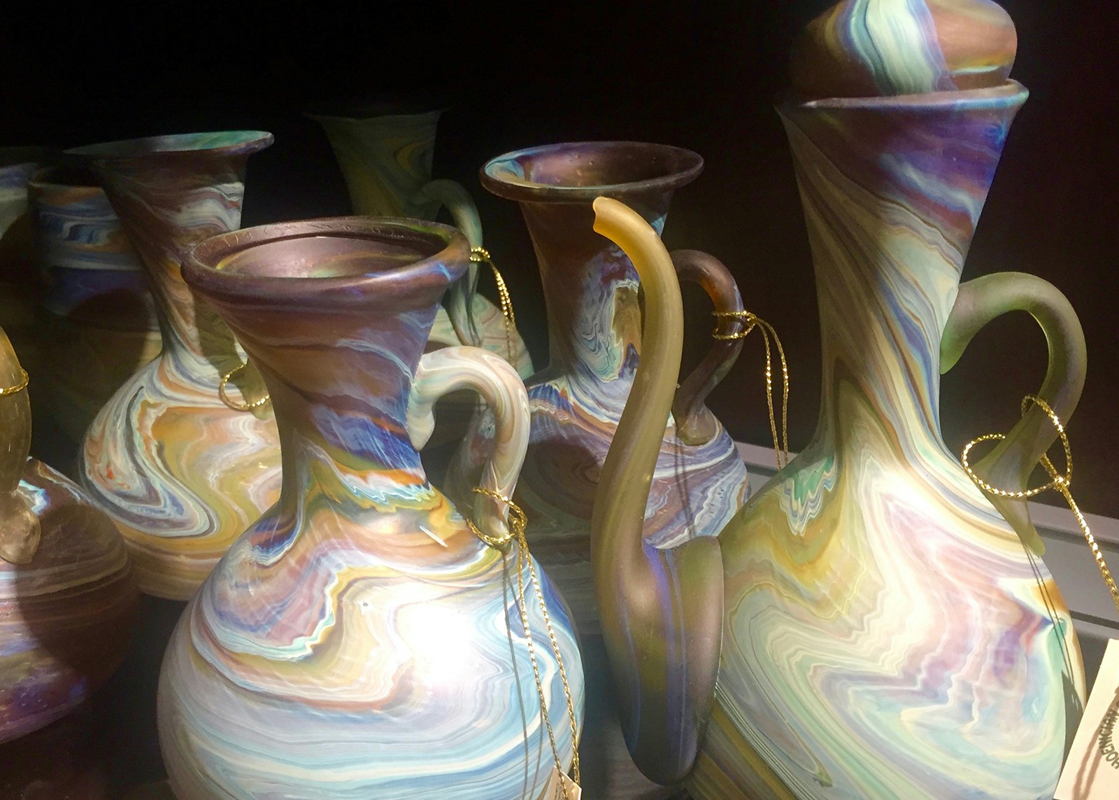 marbled vases in muted colors