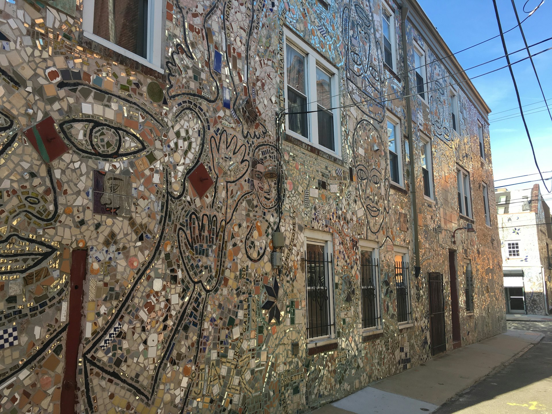 colorful glass mural on the side of a building in Queen Village, Philadelphia