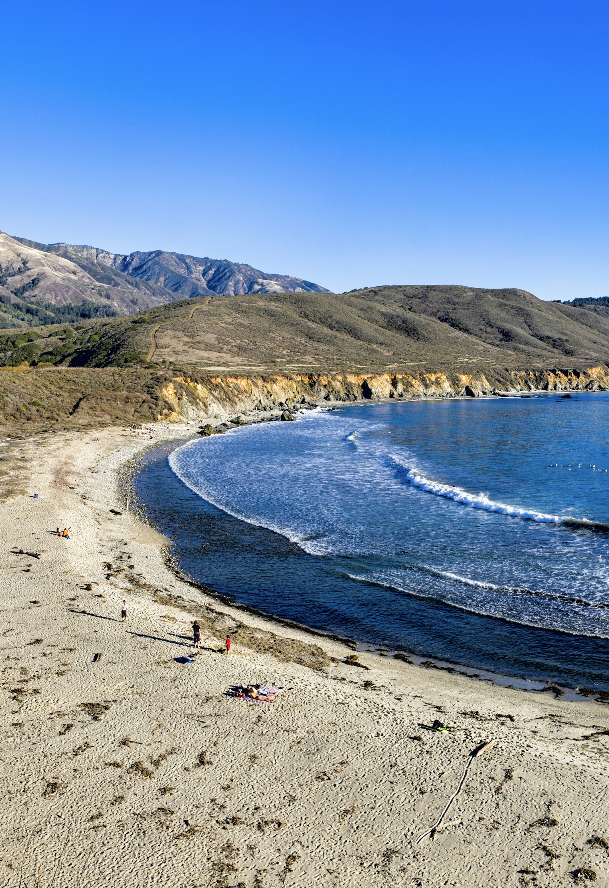 A family plays on the beach at Andrew Molera State Park