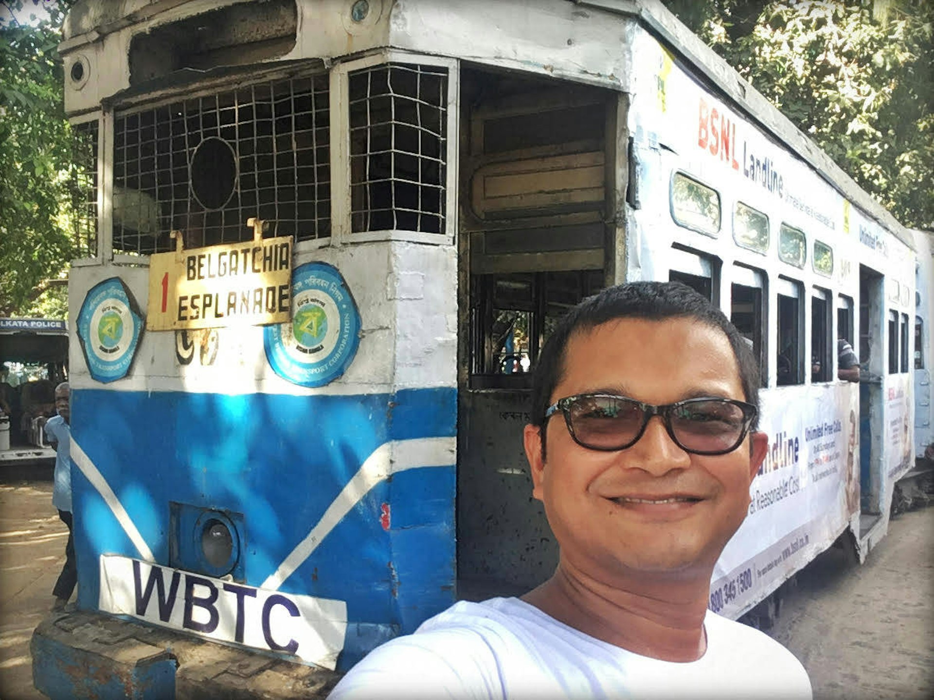 Anirban and one of Kolkata's slow but charming trams © Anirban Mahapatra / Lonely Planet