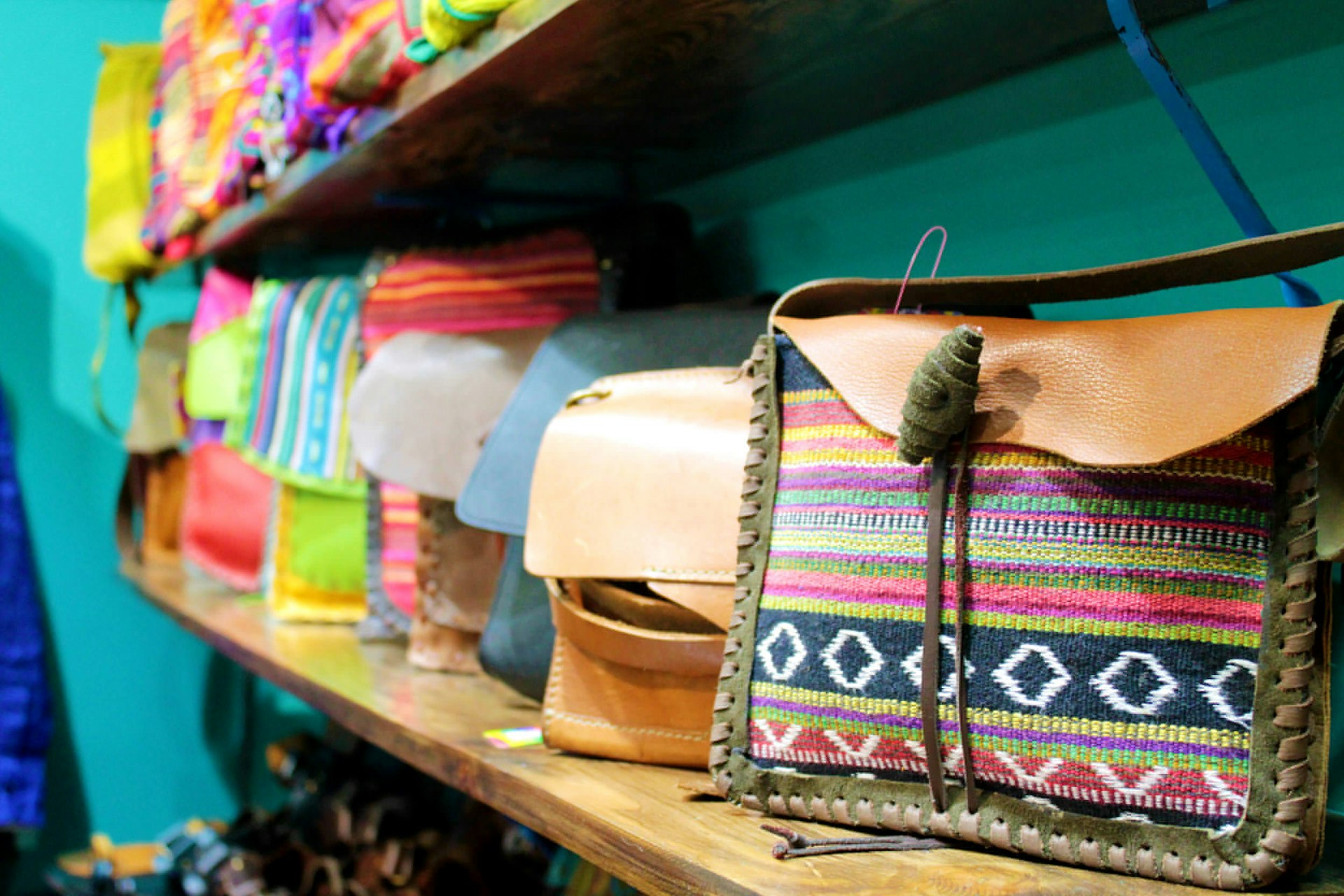 Bags made from colourful traditional fabrics at Psybaba's © Psybaba's Bohemia