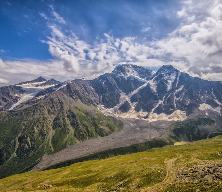 The view across the Baksan Valley from an acclimatisation trek on Cheget Peak © Peter Watson / Lonely Planet