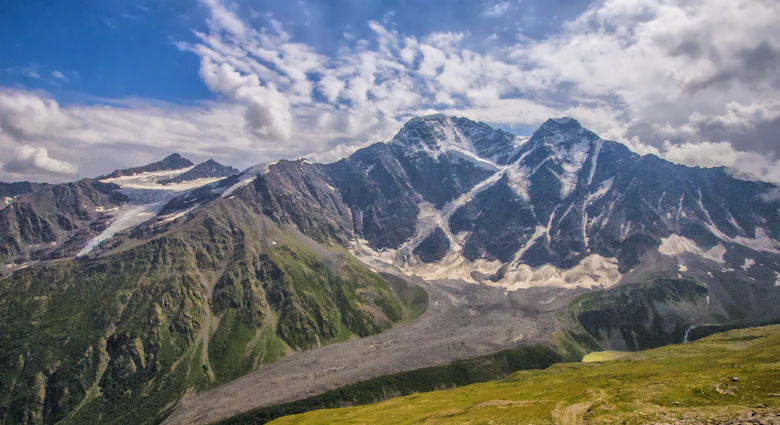 The view across the Baksan Valley from an acclimatisation trek on Cheget Peak © Peter Watson / Lonely Planet