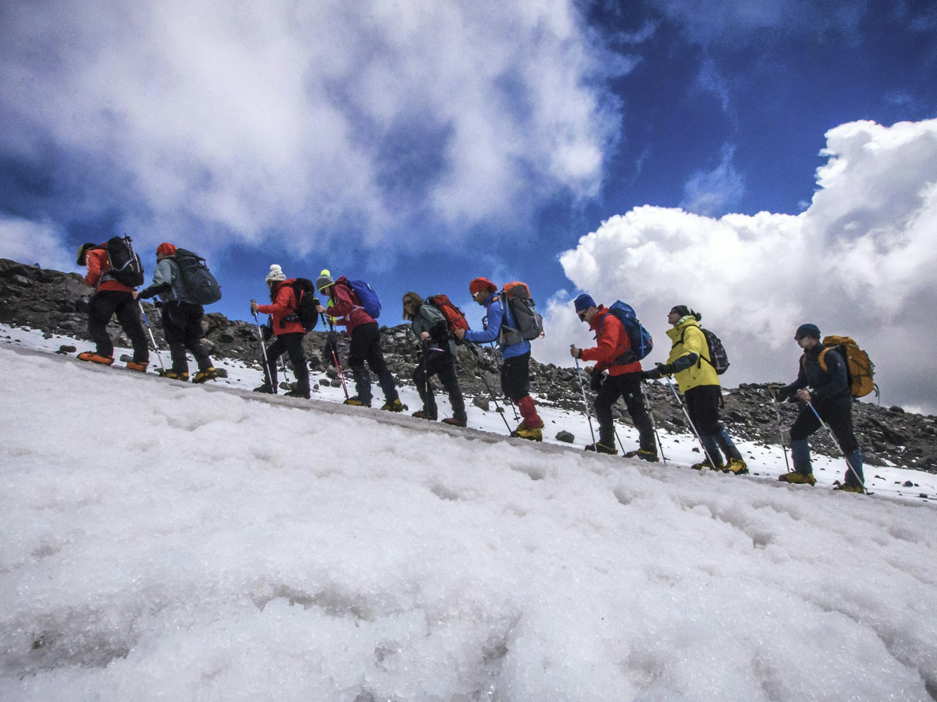 The writer’s climbing team during an acclimatisation trek to Pashtuhova Rocks at 4750m © Peter Watson / Lonely Planet