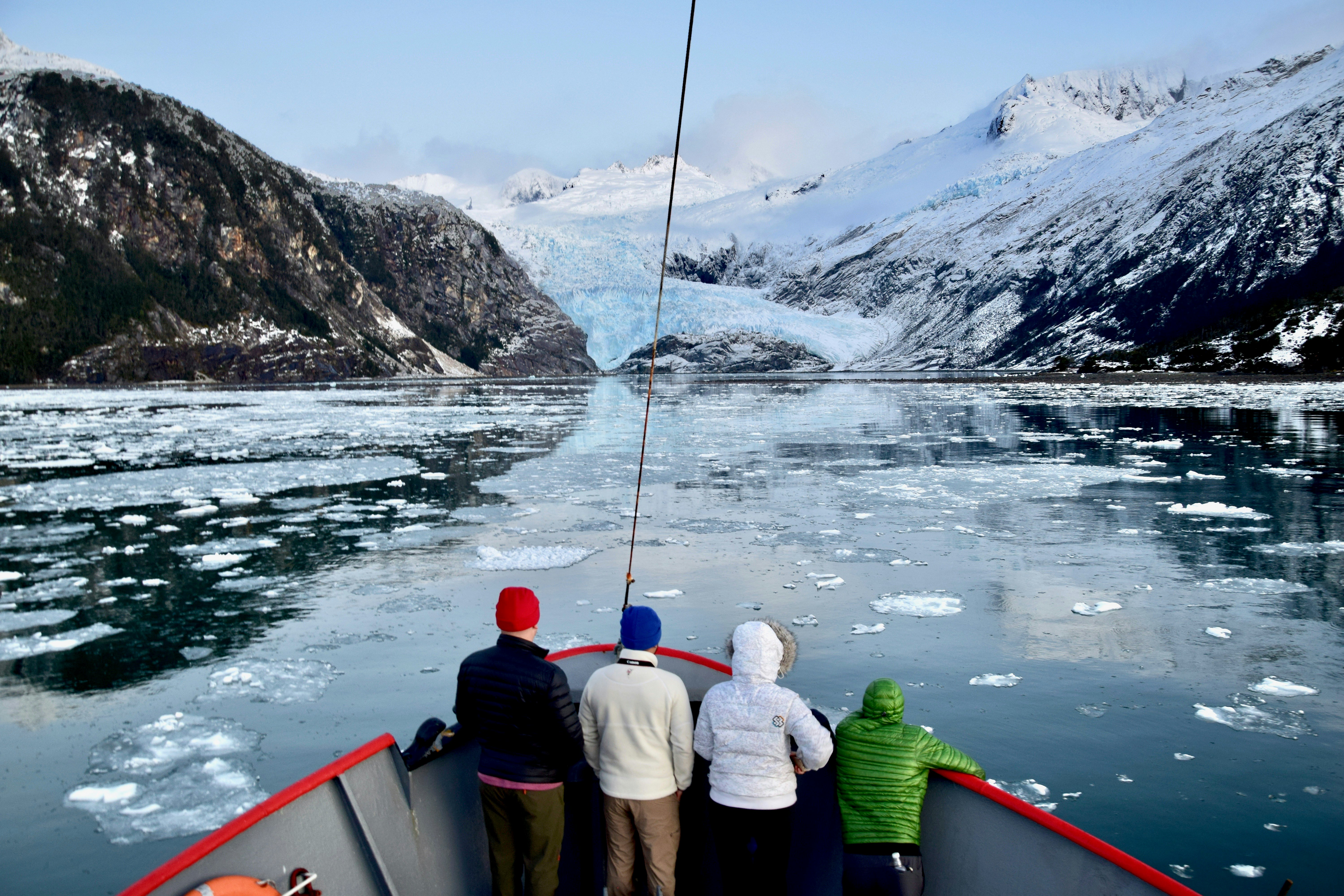 View from a boat of the glaciers of Cordillera Darwin
