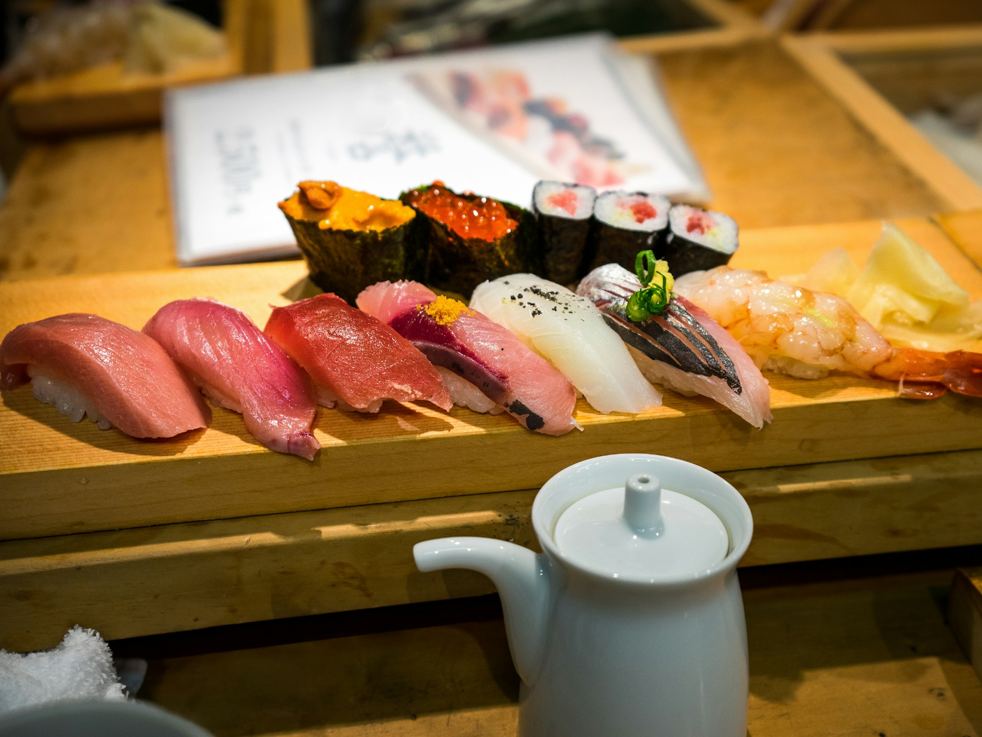 A board of sashimi at Tokyo's Tsukiji Fish Market
