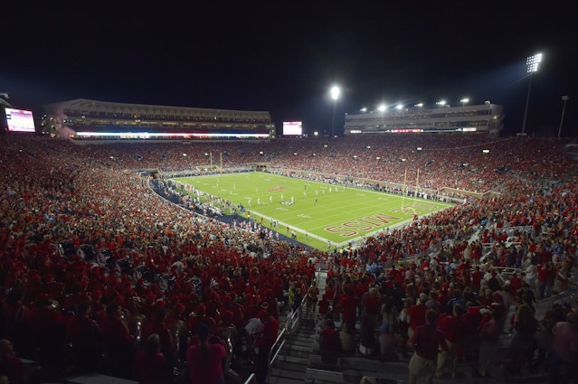Football under the lights at Ole Miss © Austin Mcafee/CSM/REX/Shutterstock