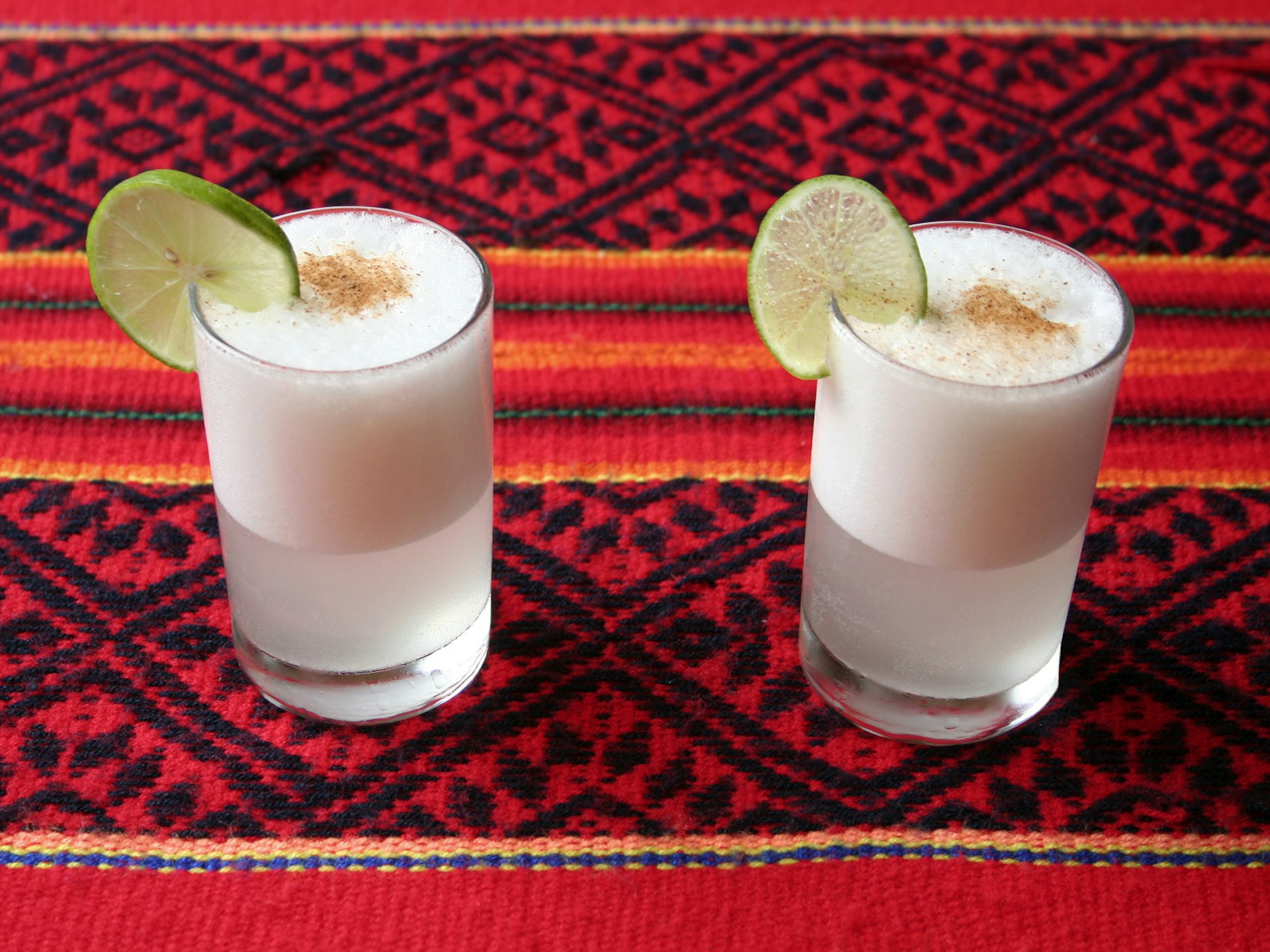 Two traditional pisco sours in Peru 