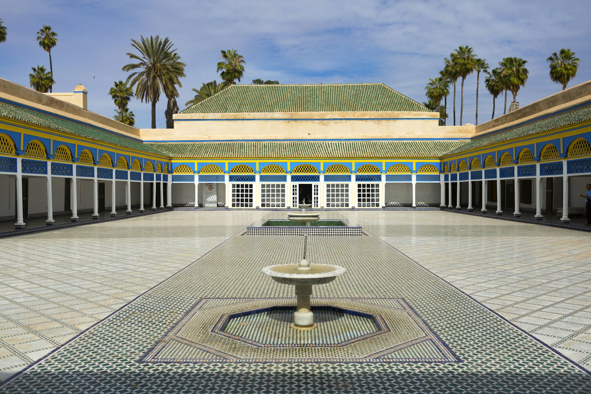 Colourful courtyard of Bahia Palace, Marrakesh, Morocco