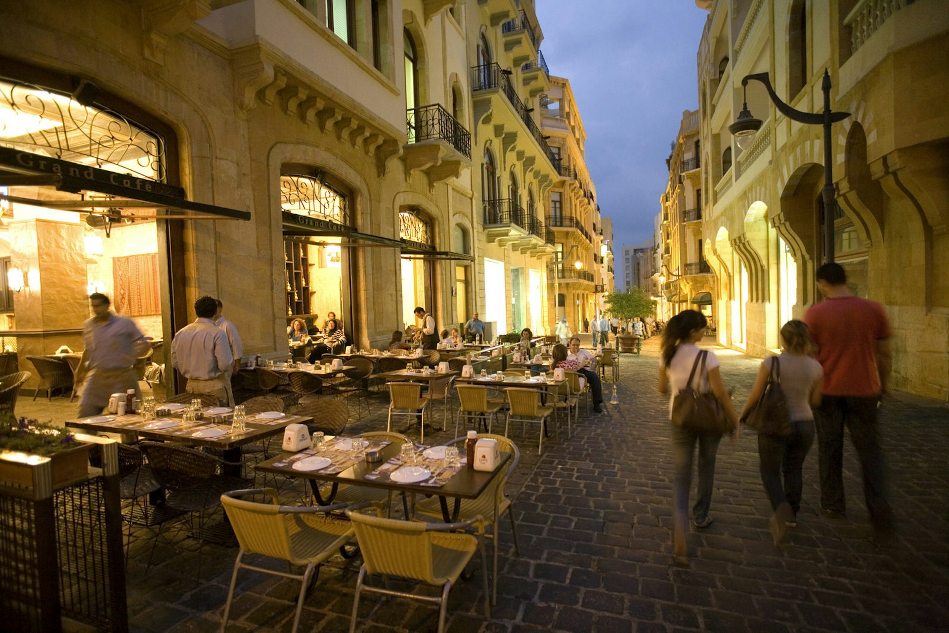 Al-fresco restaurant in the downtown area of Beirut, Lebanon. Image by Celia Peterson / Getty Images