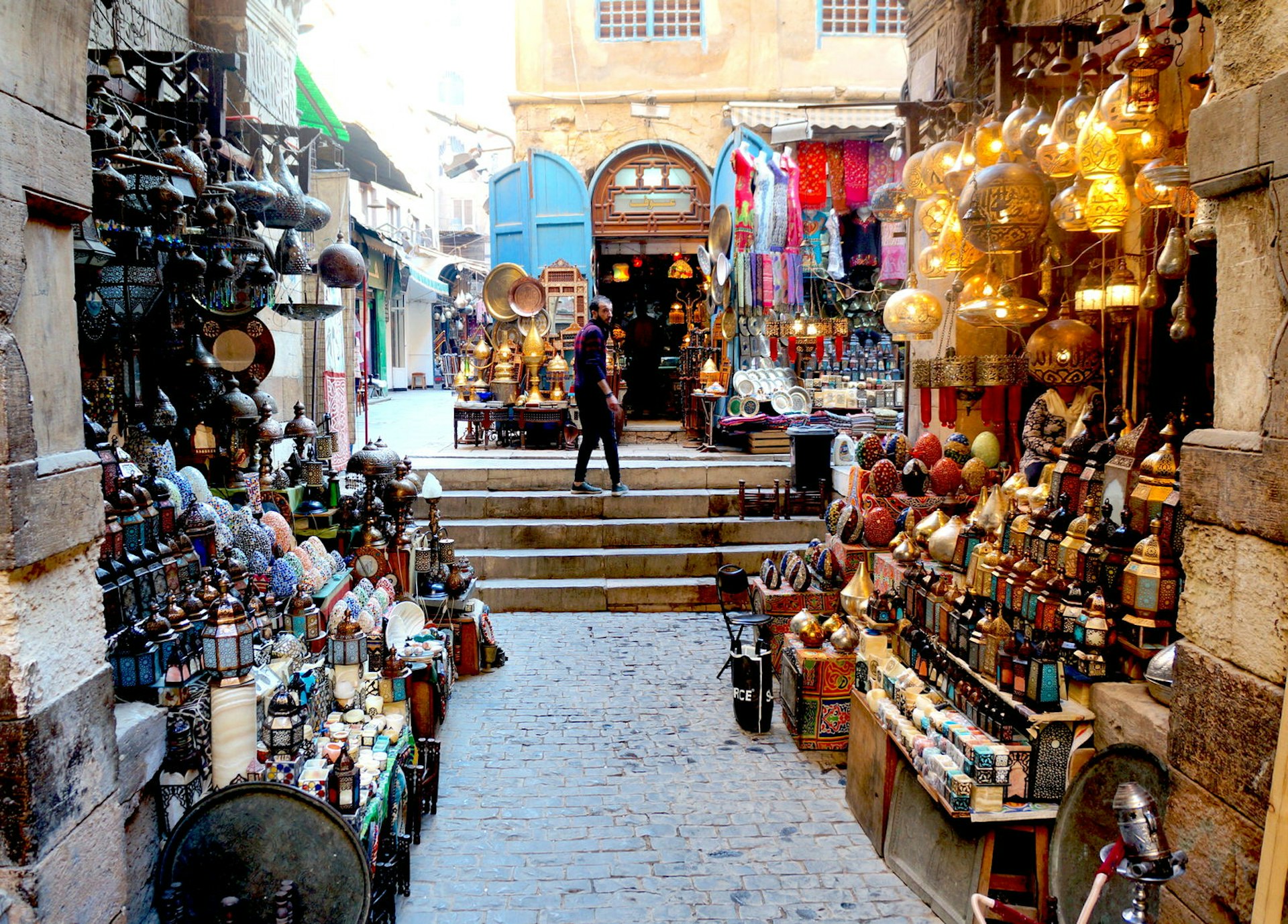 Shop selling lamps in Khan Al Khalili, Cairo, Egypt. Image by Karima Hassan Ragab / Lonely Planet