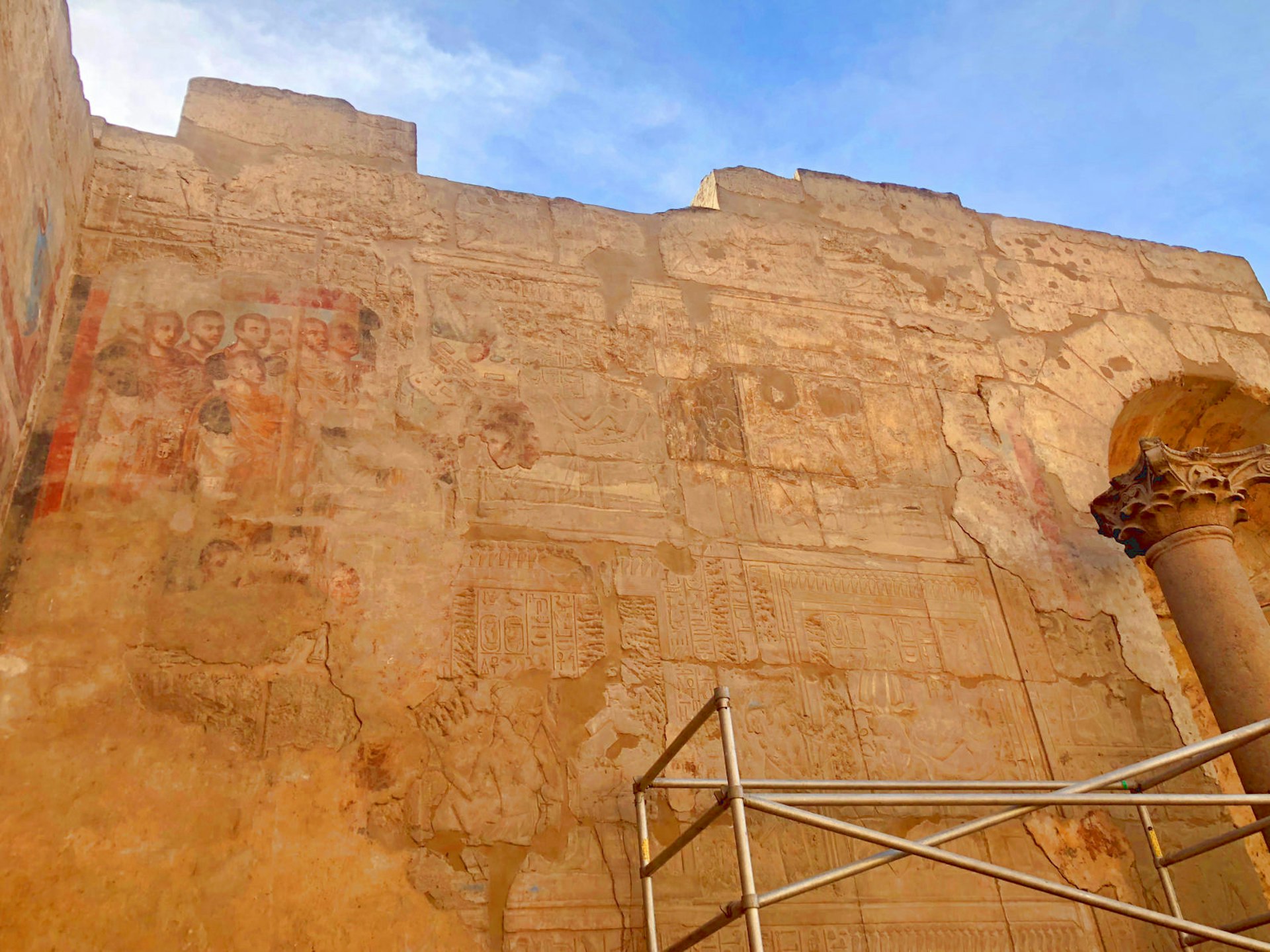 Painting from the early Christian era on the wall of Luxor Temple. Image by Lauren Keith / Lonely Planet