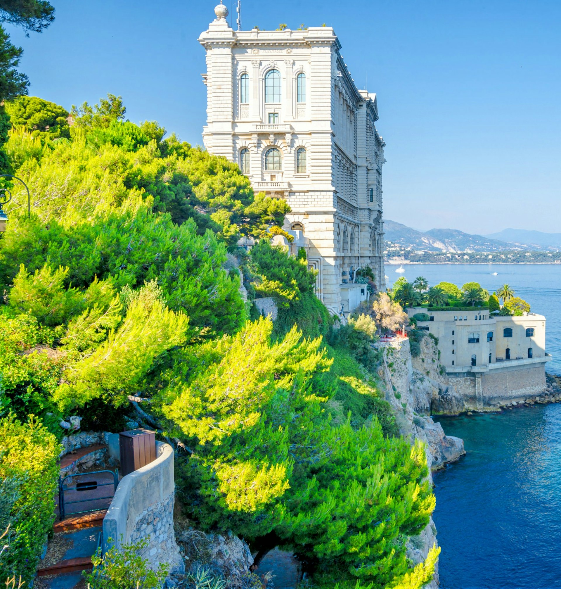 The Oceanographic Museum of Monaco rising perpendicular from the sea