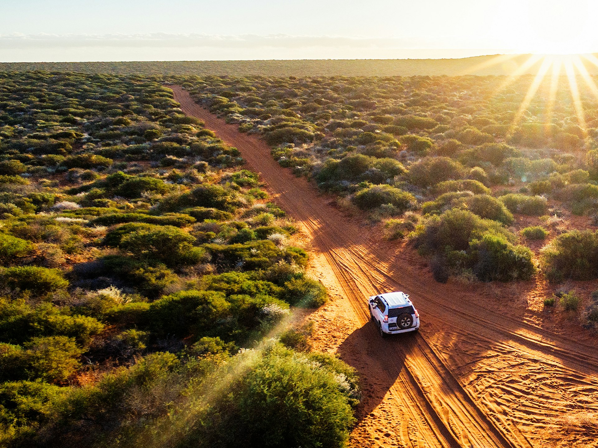 Car driving through the outback, Australia