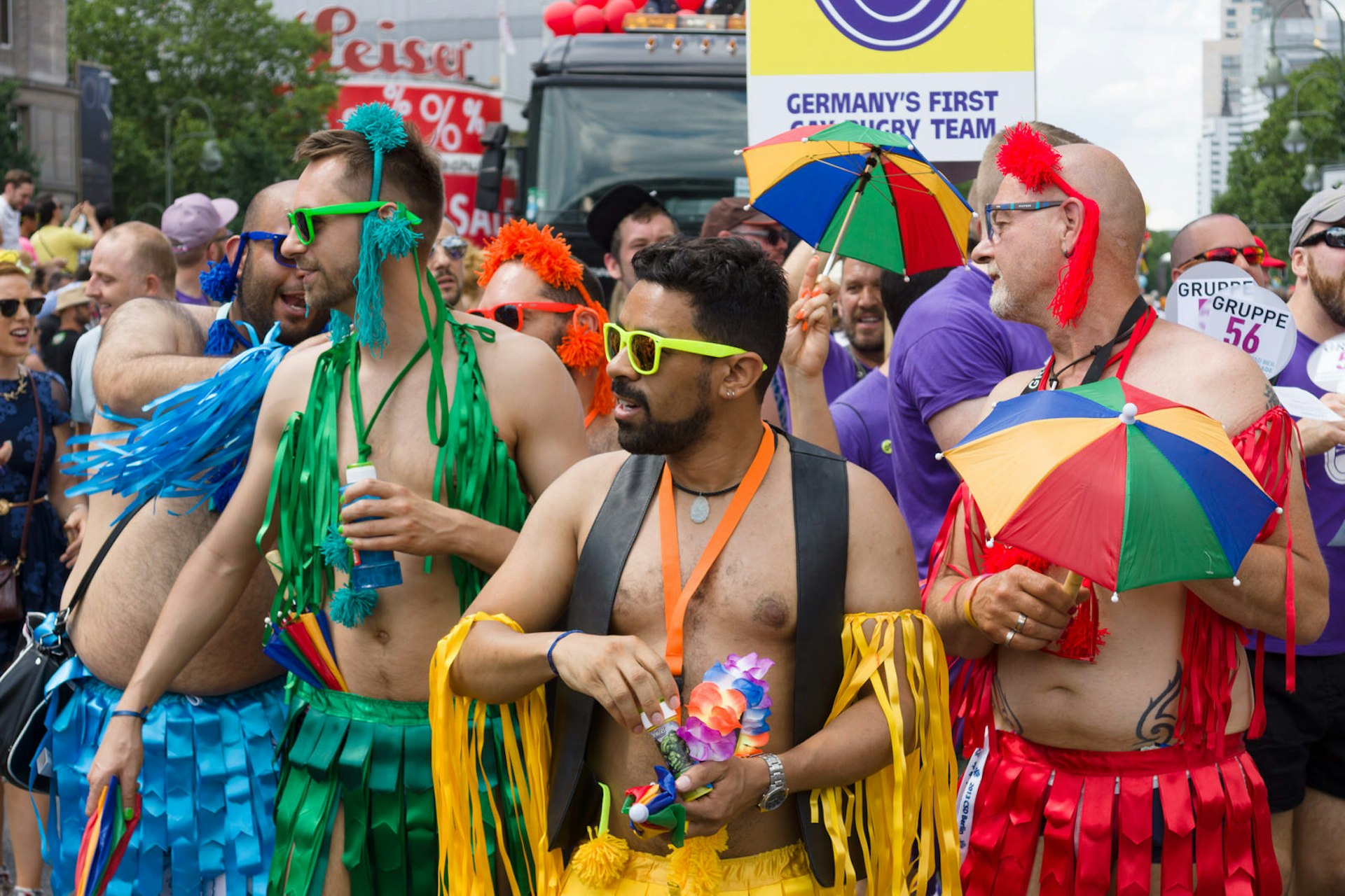 Pride in Europe: Men dressed in rainbow colours march at Berlin's pride celebrations © Sergey Kohl / Shutterstock