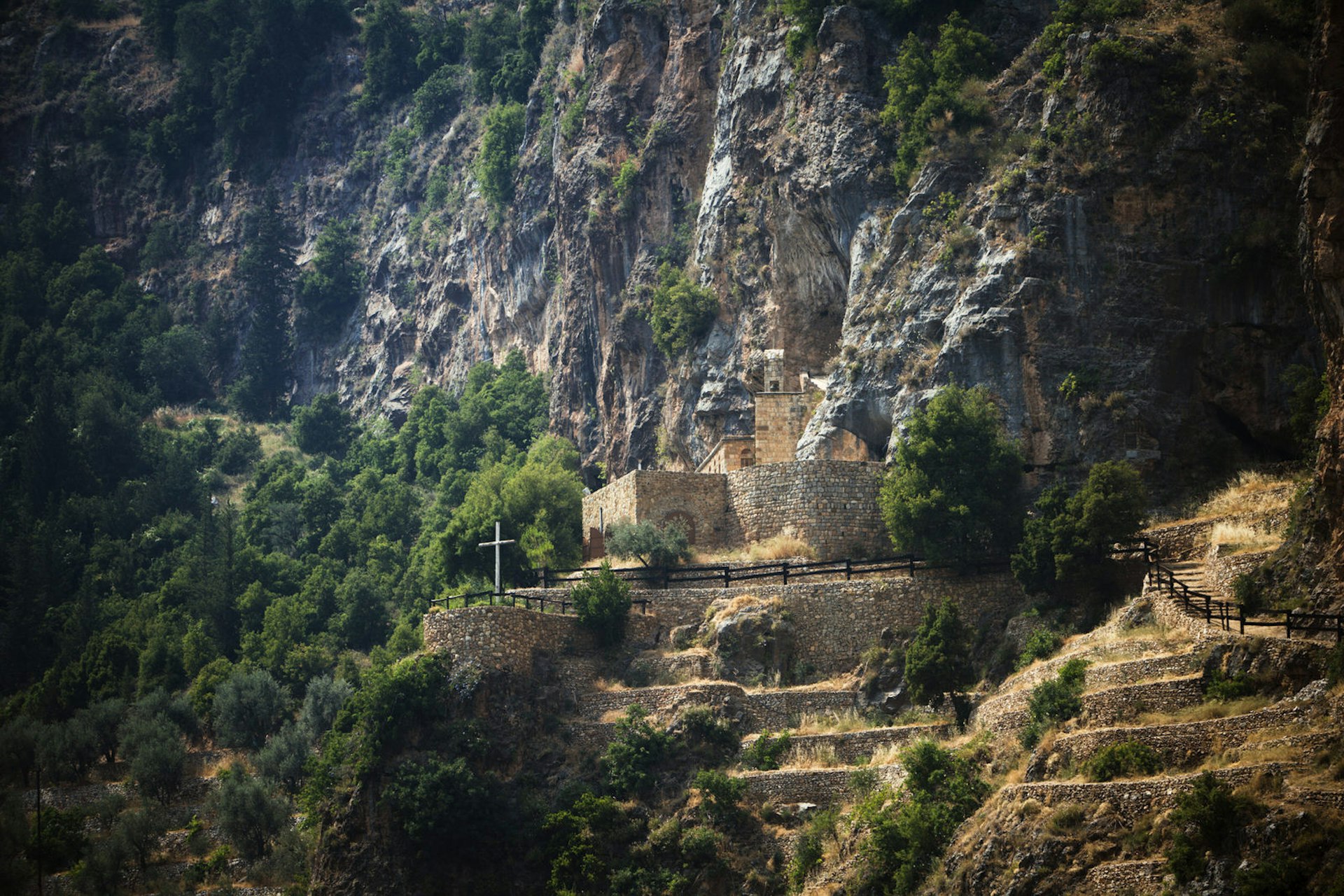 Deir Mar Elisha is built into cliffs below Bcharre, Lebanon. Image by Tim Gerard Barker / Getty Images