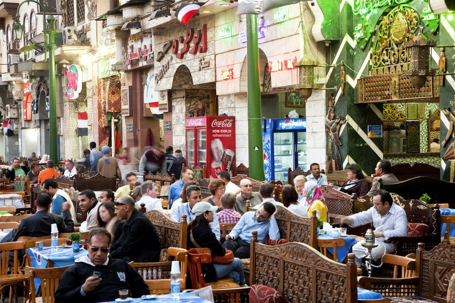 Traditional cafe at Khan Al Khalili, Islamic Cairo, Egypt. Image by Peter Adams / Getty Images