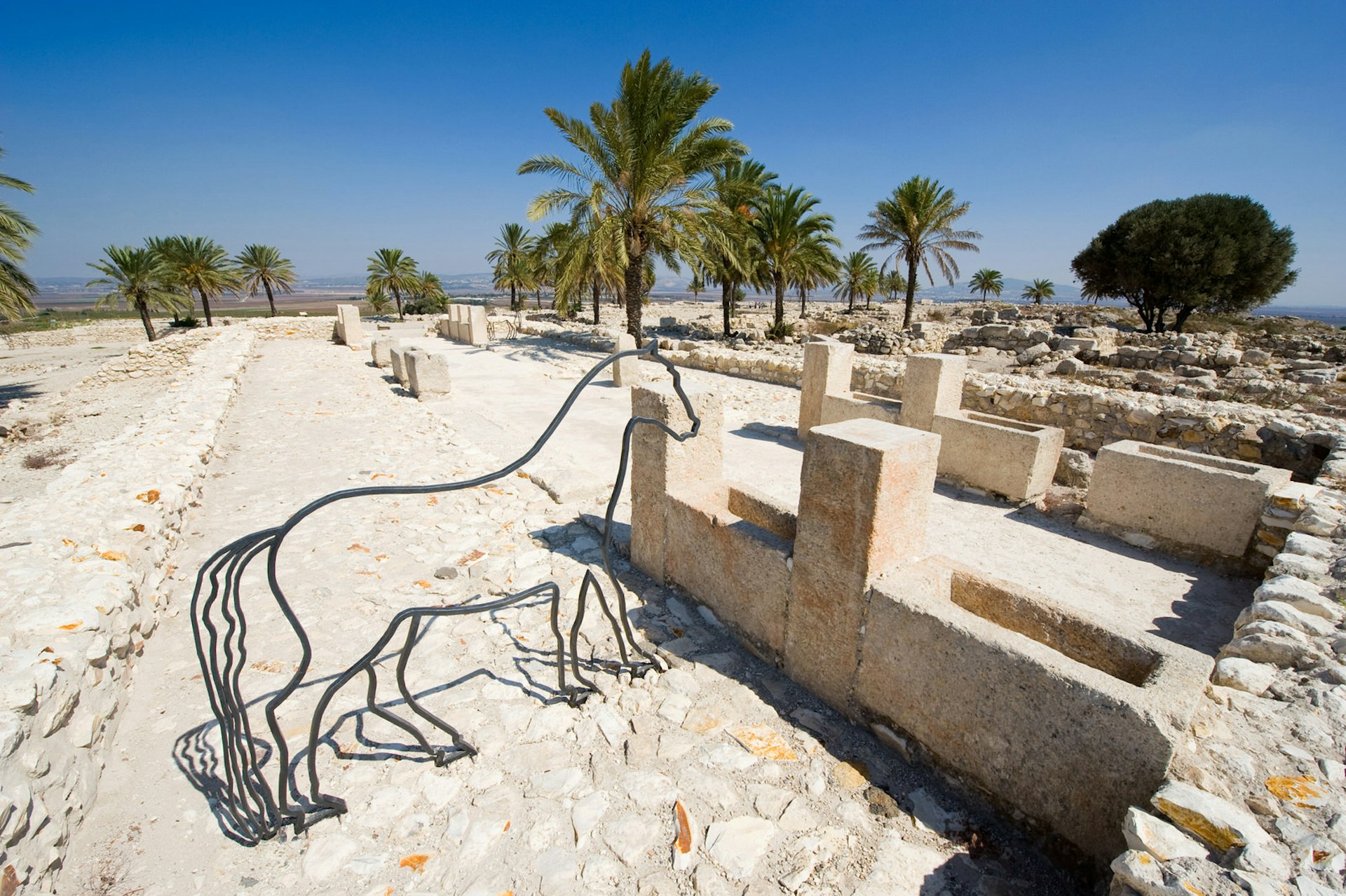 The reconstructed southern stables at Tel Megiddo National Park. Image by Robert Hoetink / Shutterstock