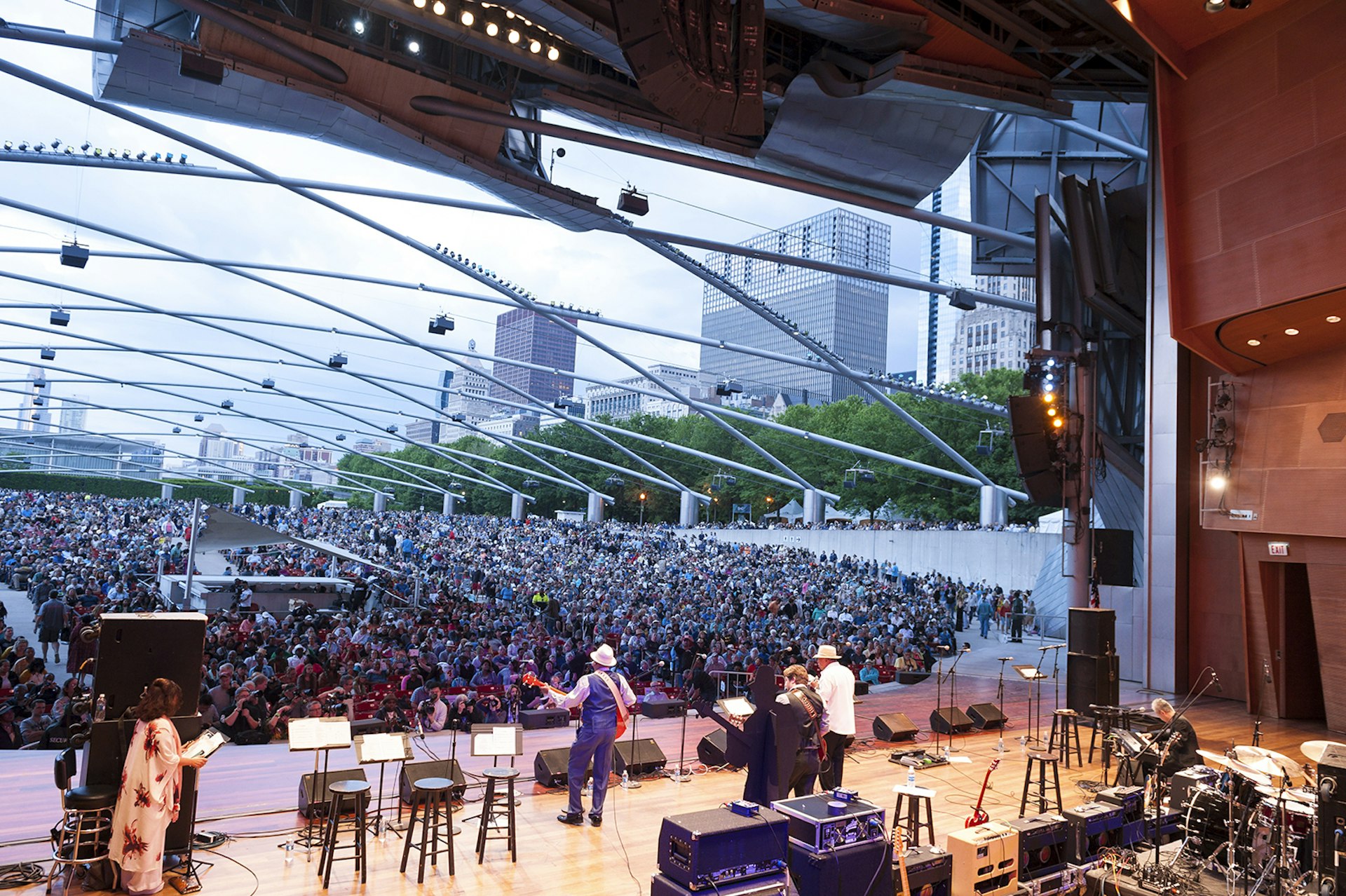 2017 blues fest in Millennium Park at Pritzker Pavilion, crowds gather for Celebrating 40 Years: Billy Branch & The Son of Blues
