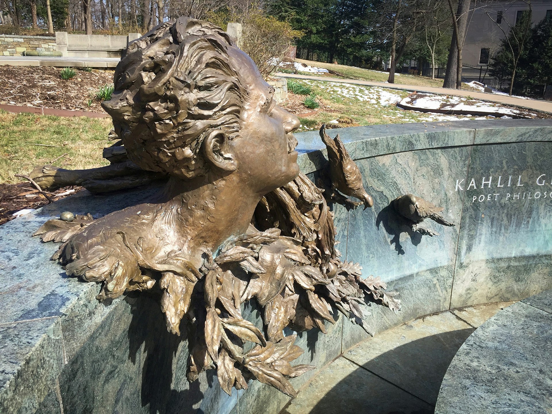 bronze head of poet Gibrani in Washington, DC