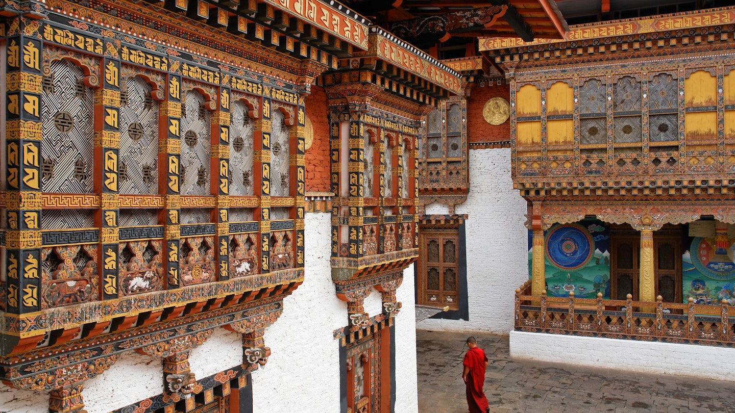 Monk in Punakha Temple