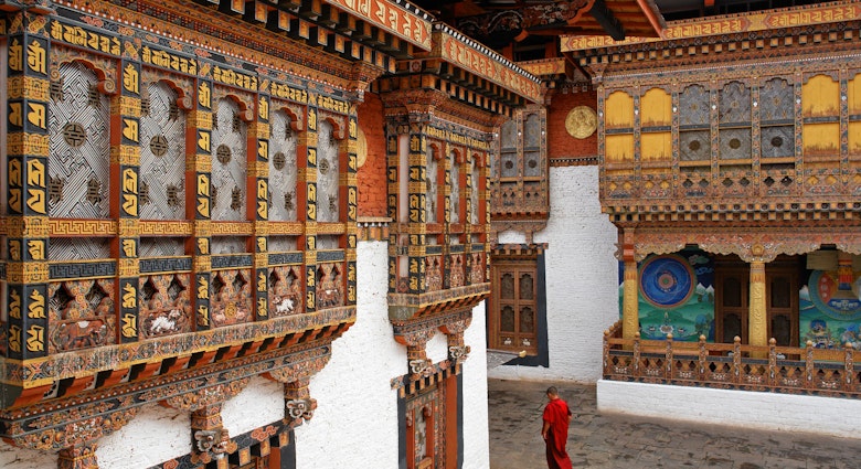 Monk in Punakha Temple