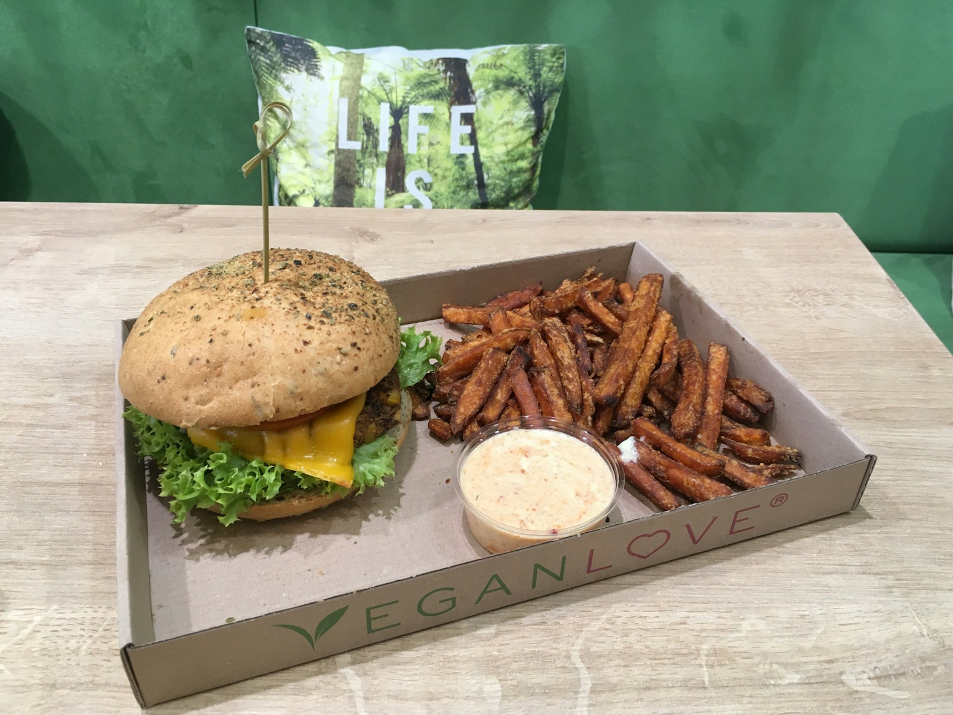 Mexican burger with fried sweet potato from Vegan Love in Budapest © Jennifer Walker / Lonely Planet