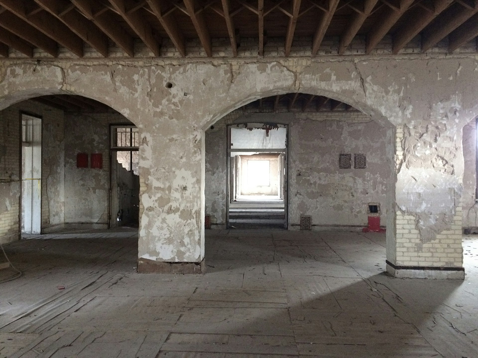 interior of an unrenovated, abandoned 19th century building