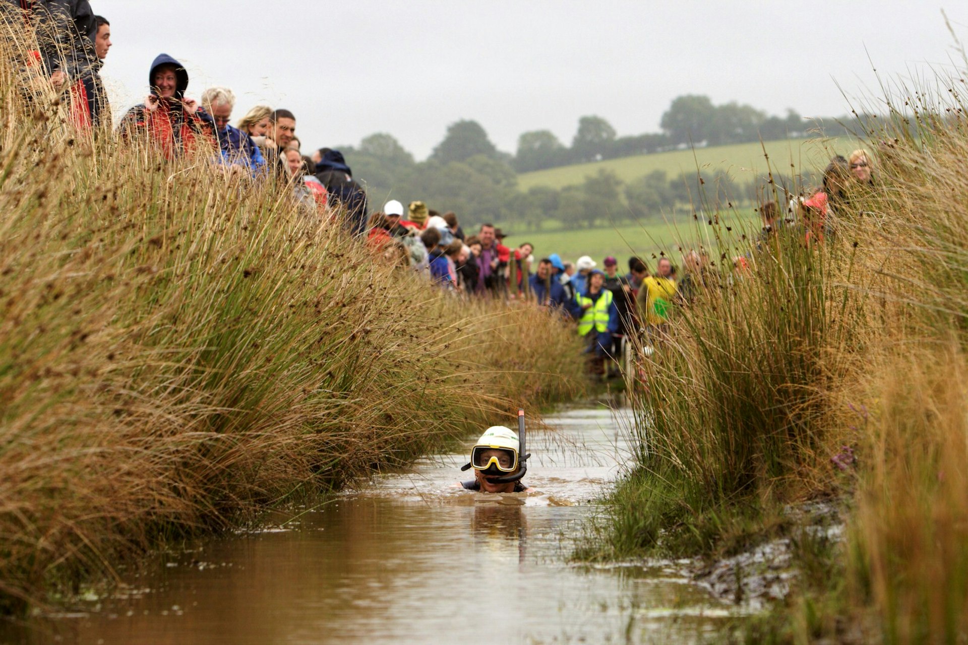One bog + some people with snorkels = classic eccentric British event © Emma Wood / Getty Images