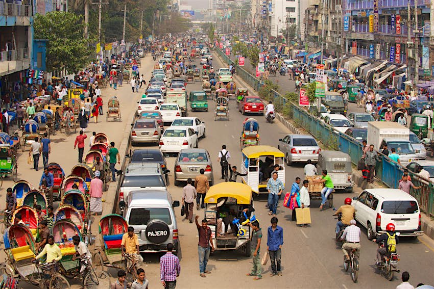 Busy traffic at the central part of the city, Dhaka, Bangladesh