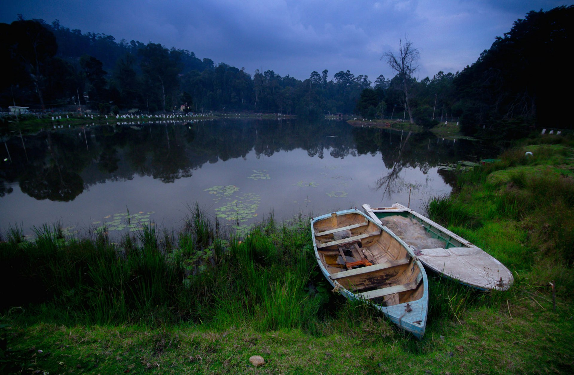Boats on the lake in Palani Hills