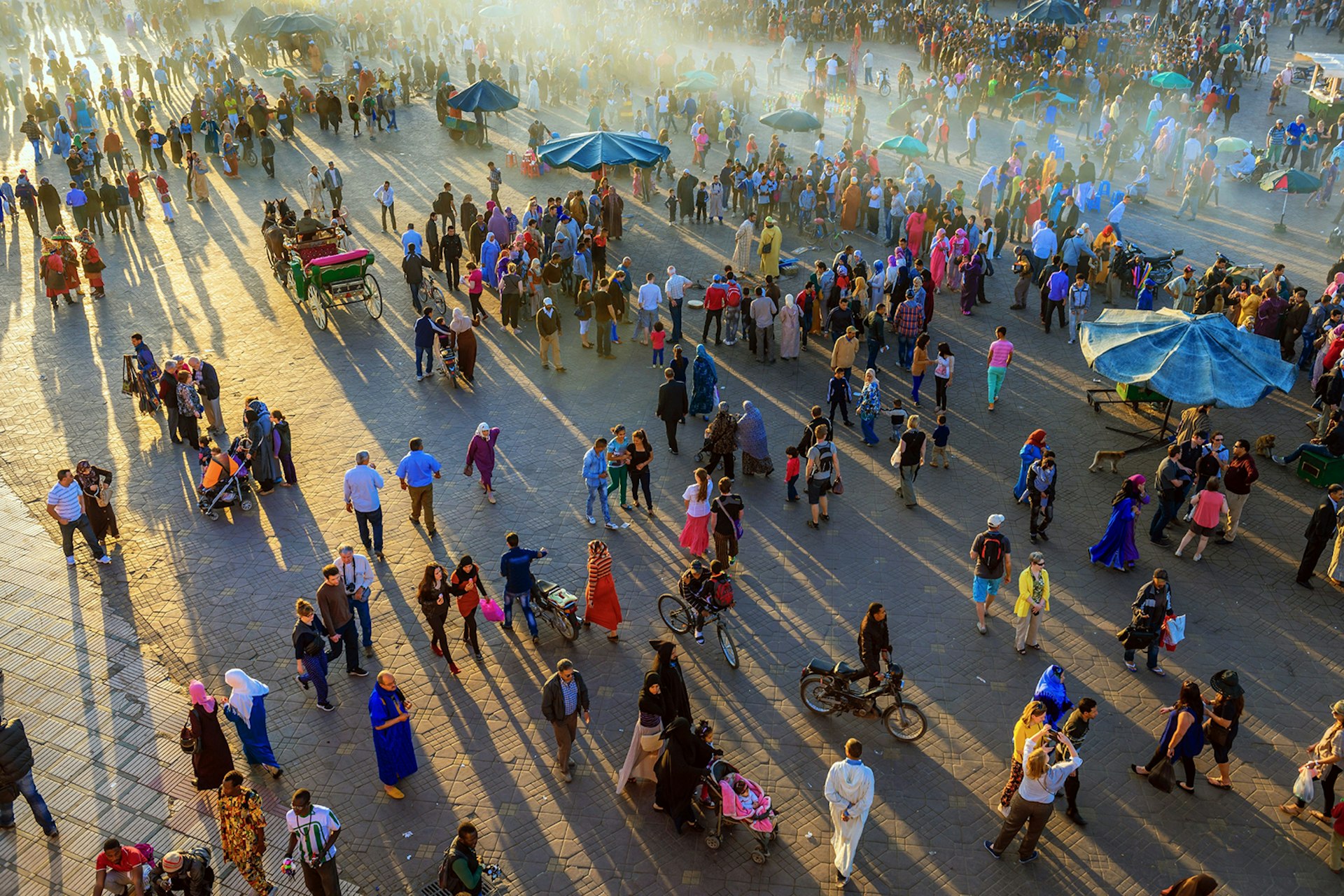 Aerial shot of Marrakesh's Djeema El Fna at dusk © Pavliha / Getty Images