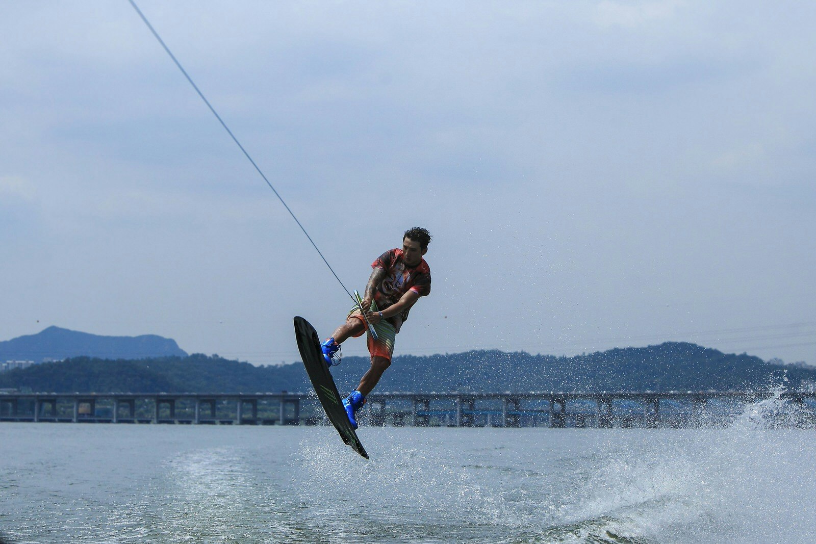 A wakeboarder on the Han River, Seoul © River City