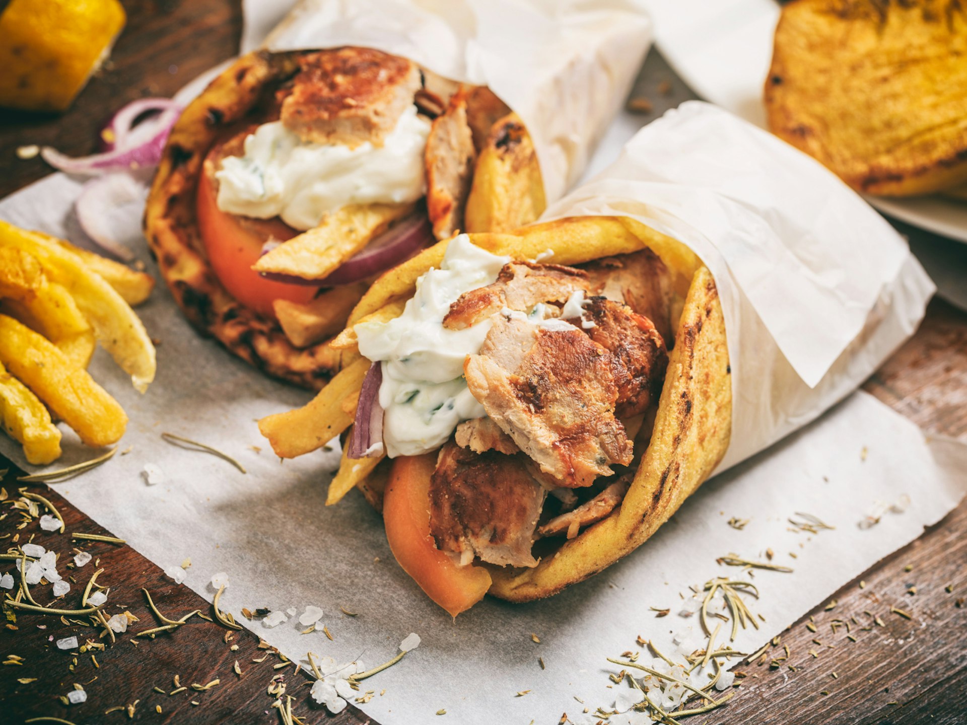 Gyros souvlaki wrapped in pita bread is the ultimate Greek snack on the go © rawf8 / Shutterstock