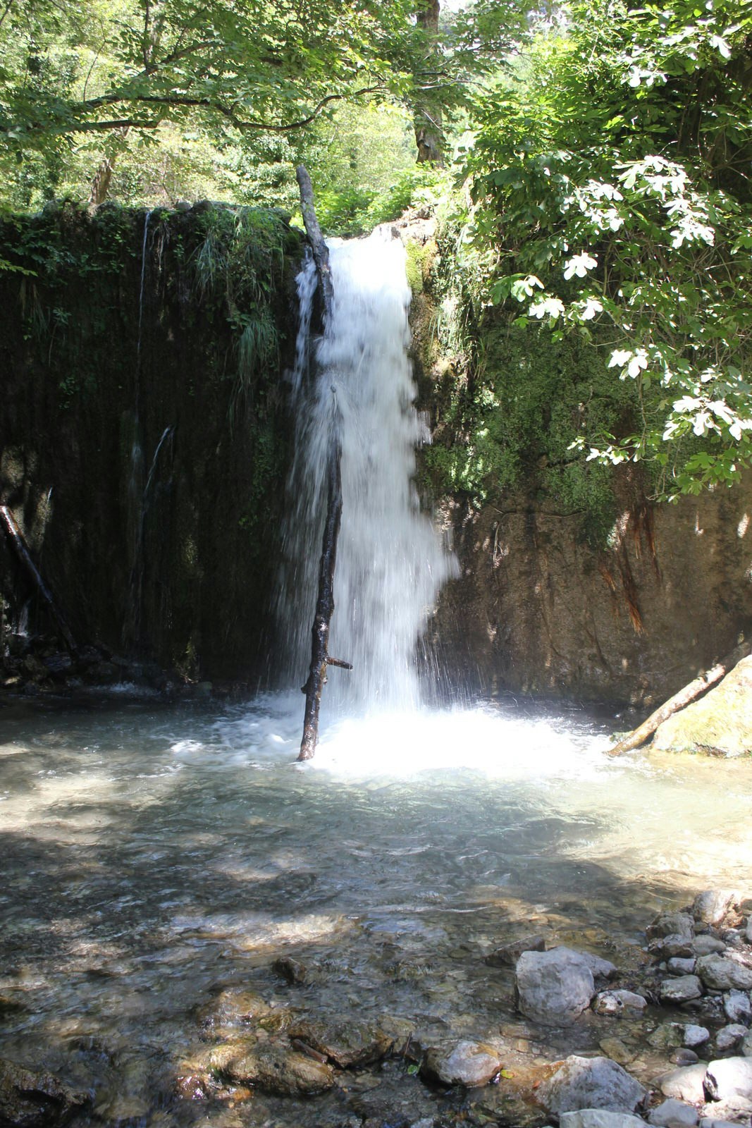 A gushing waterfall