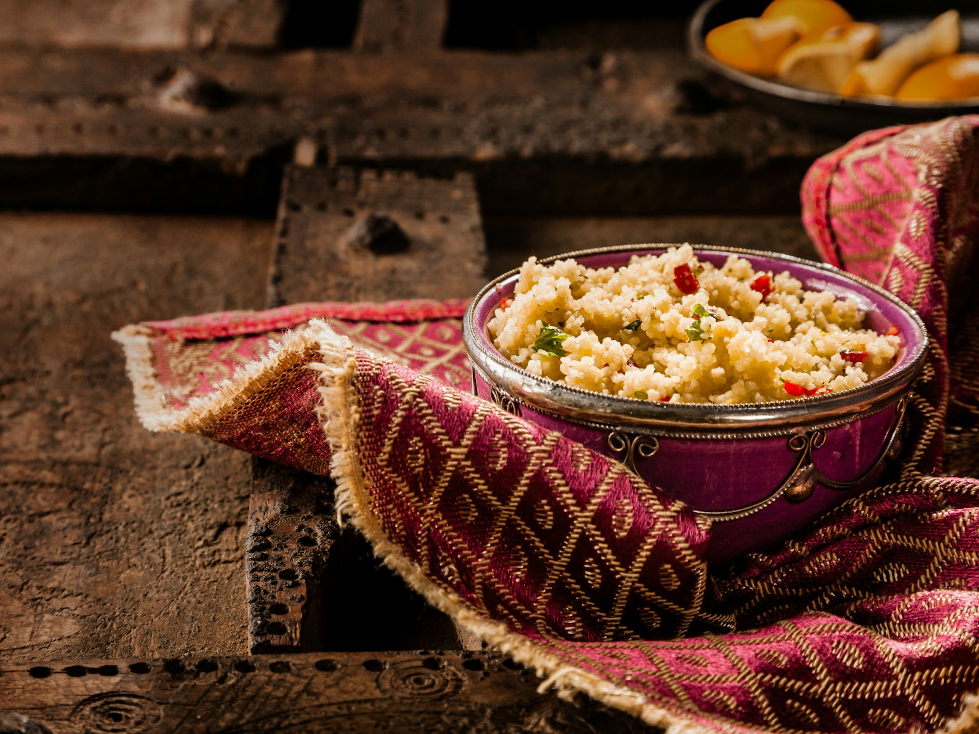Moroccan couscous in an ornate bowl © stockcreations / Shutterstock