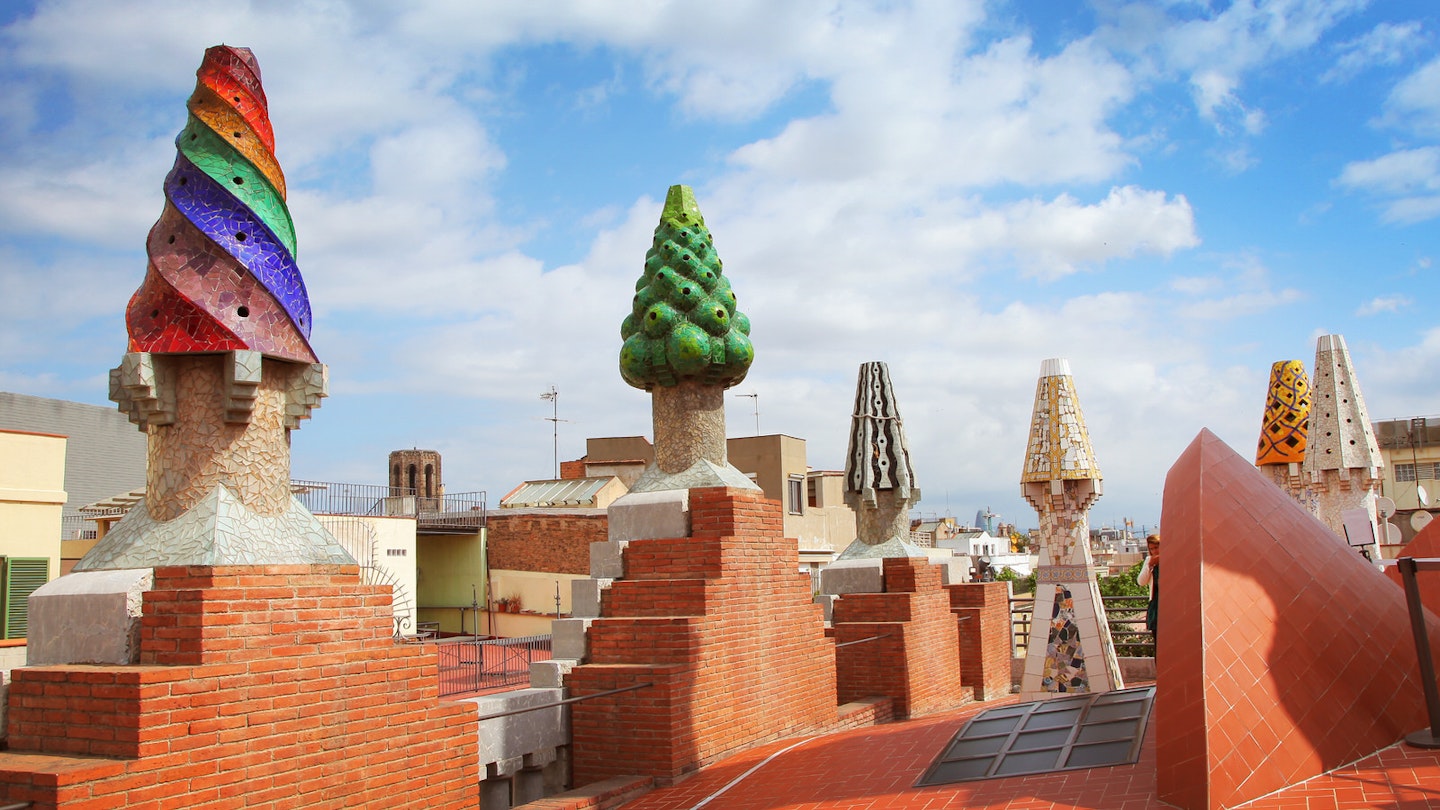 The mosaic chimneys on the roof of Palau Güell © Lisa A / Shutterstock
