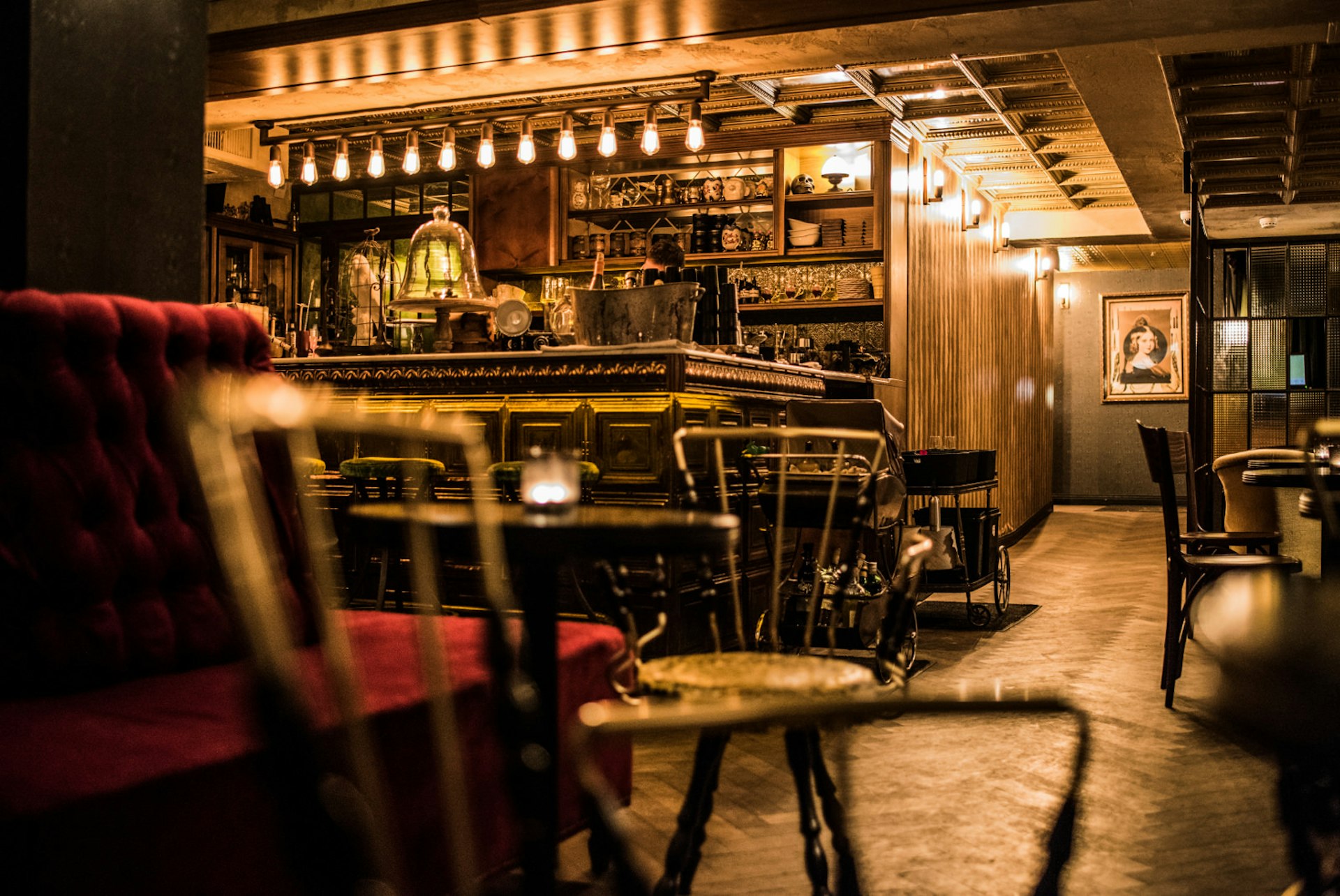 Dimly lit and vaguely vintage-style interior of Bellboy Bar, Tel Aviv © Bellboy Bar