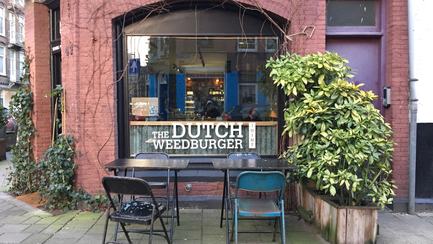 The exterior of The Dutch Weed Burger Joint restaurant in Amsterdam, The Netherlands © Claire Bissell / Lonely Planet