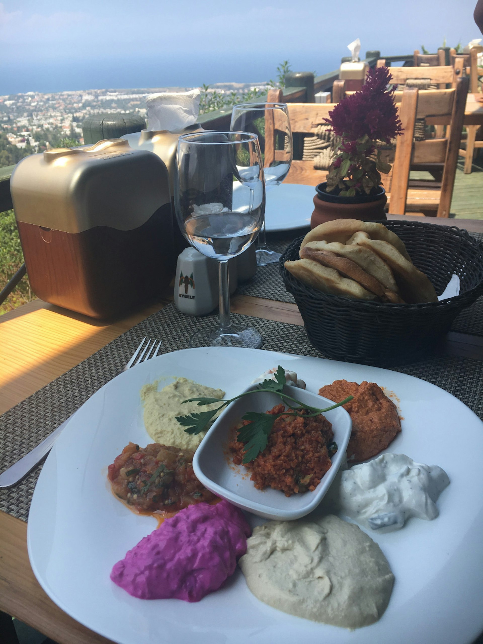 Colourful meze-style lunch starters at Kybele restaurant in Bellapais village © Brana Vladisavljevic / Lonely Planet